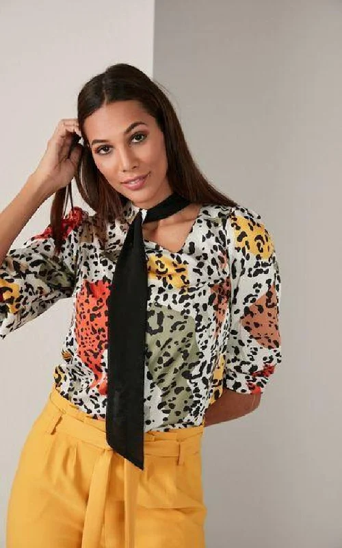 Love And Joy London Multi Color Shawl Detailed Blouse Vintage Polka Blouse