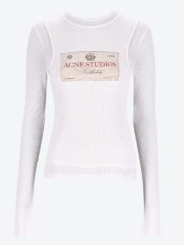 Logo long sleeve t-shirt-- Hooded Caped Shawl Collar