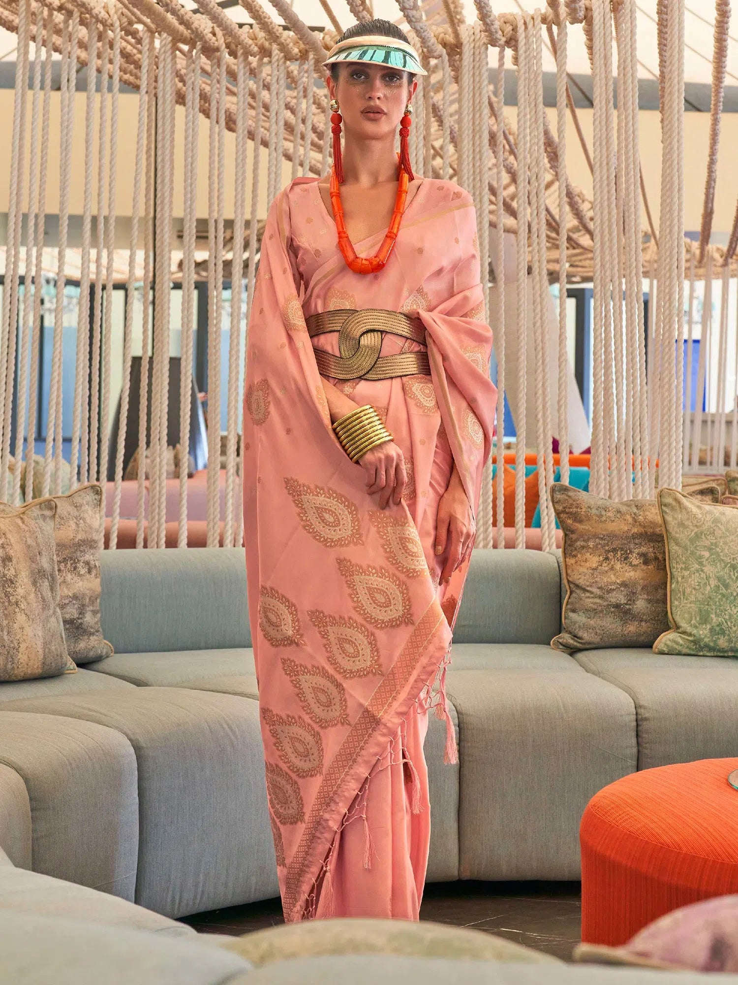 Saree Mall Women's Pure Peach Woven Design Designer Saree With Blouse Piece-KODIAQ302003 Classic Minimalist Blouse Saree Mall Women's Pure Peach Woven Design Designer Saree With Blouse Piece-KODIAQ302003 Classic Minimalist Blouse