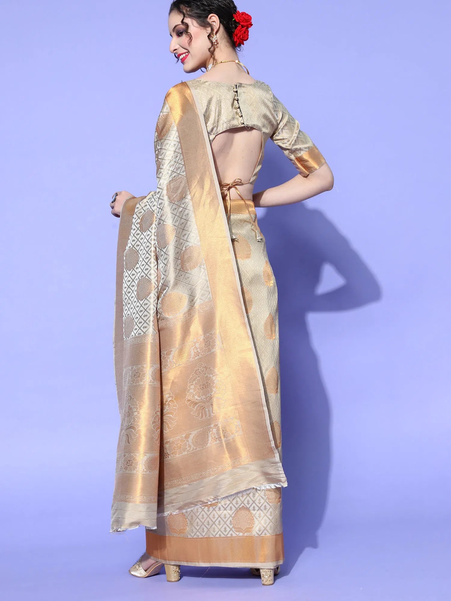 Saree Mall Women's Blend Grey Woven Design Celebrity Saree With Blouse Piece-KSWHT220003 Pastel Color Blouse Saree Mall Women's Blend Grey Woven Design Celebrity Saree With Blouse Piece-KSWHT220003 Pastel Color Blouse