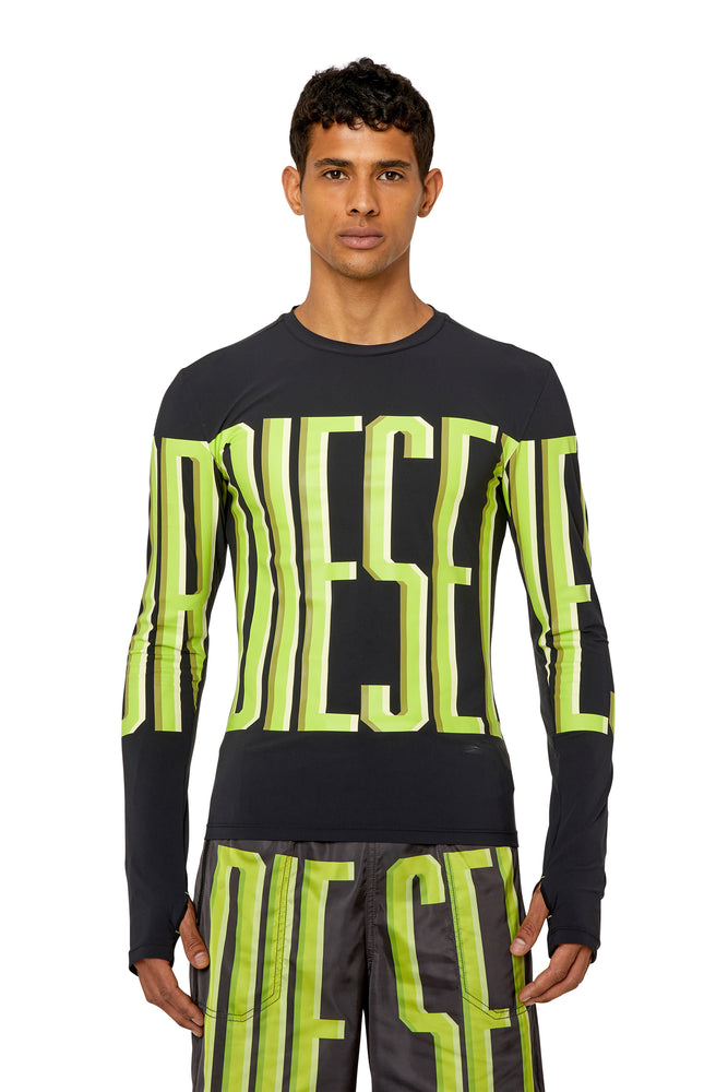 Long-sleeve T-shirt with maxi lettering-- Wool Fabric Cashmere Fabric Tweed Fabric