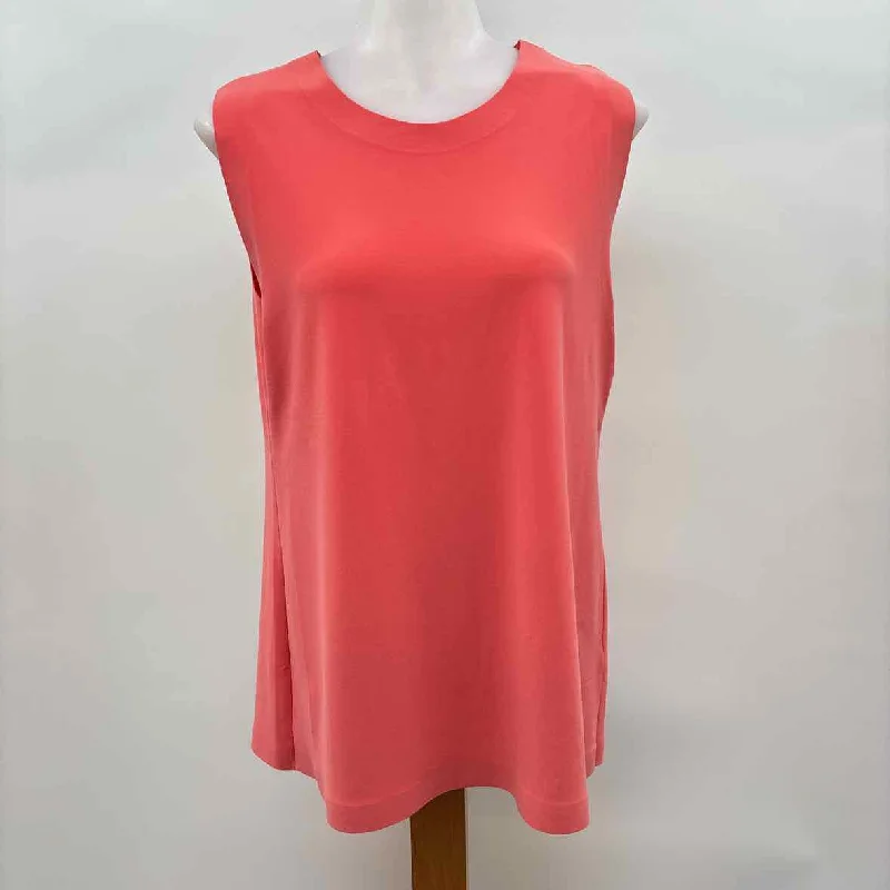 Norma Kamali Women's Size L Pink Solid Sleeveless Shirt-- Notch Collar Peter Pan Collar Cowl Neck Norma Kamali Women's Size L Pink Solid Sleeveless Shirt-- Notch Collar Peter Pan Collar Cowl Neck