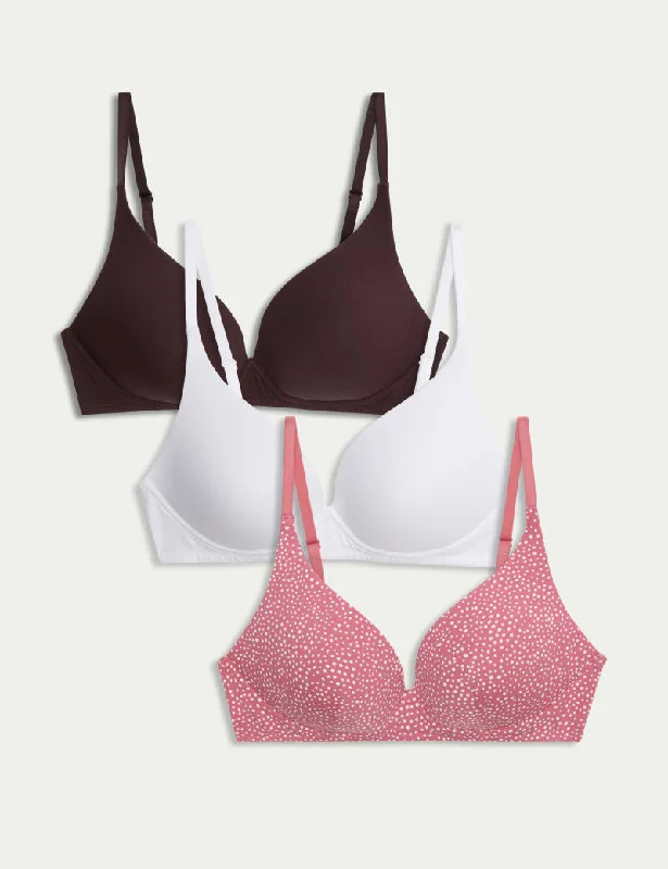 3pk Cotton Rich Non Wired T-Shirt Bras A-E-- Jersey Fabric Tulle Fabric Batik Fabric 3pk Cotton Rich Non Wired T-Shirt Bras A-E-- Jersey Fabric Tulle Fabric Batik Fabric
