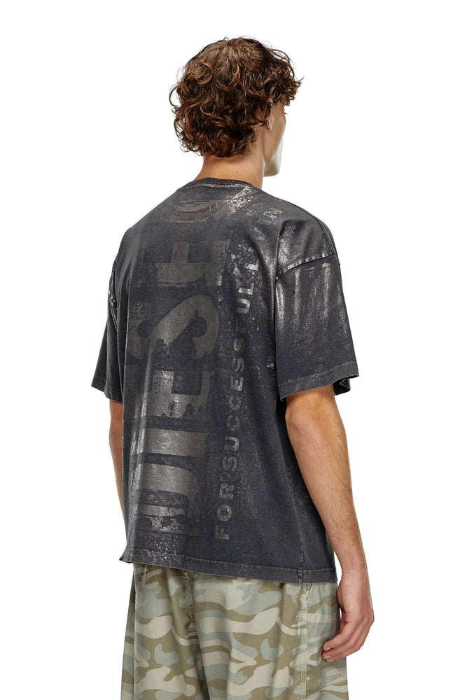 Logo T-Shirt With Metallic Effects-- Chenille Blend Fleece Blend Nylon Blend