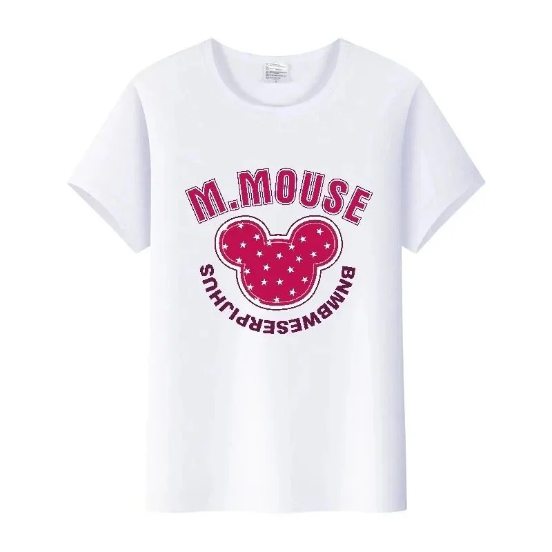 Mickey mouse minnie graphic girls t-shirt M S4540282-- Ribbed Striped Patterned