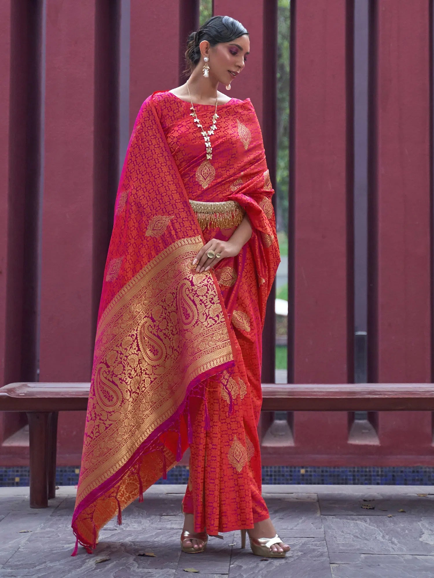 Saree Mall Women's Pure Peach Woven Design Designer Saree With Blouse Piece-KHUSHT266003 Casual Relaxed Fit Blouse Saree Mall Women's Pure Peach Woven Design Designer Saree With Blouse Piece-KHUSHT266003 Casual Relaxed Fit Blouse