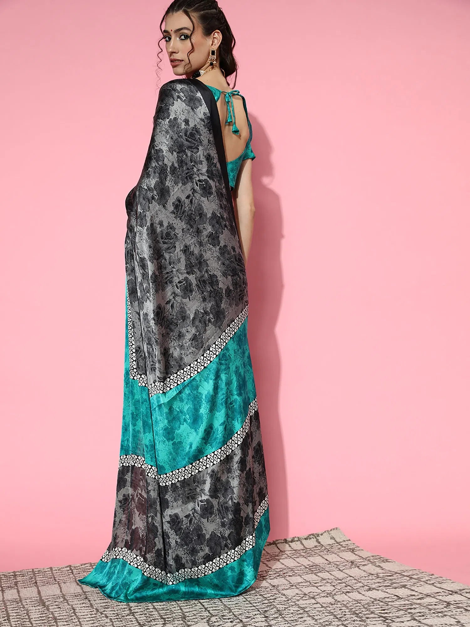 Saree Mall Women's Crepe Grey Printed Celebrity Saree With Blouse Piece-KLZE246004 Vintage Polka Blouse Saree Mall Women's Crepe Grey Printed Celebrity Saree With Blouse Piece-KLZE246004 Vintage Polka Blouse