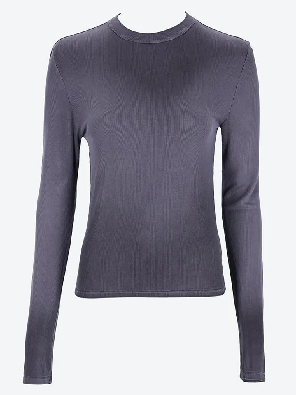 Long sleeve t-shirt-- Mesh Blend Leather Blend Suede Blend