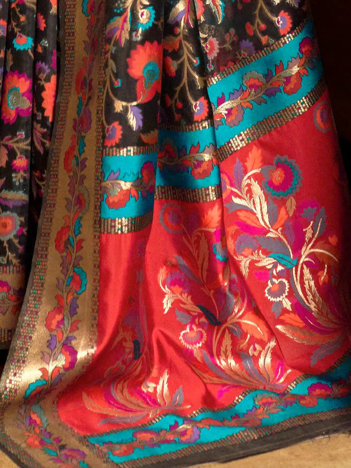 Saree Mall Women's Modal Black Woven Design Woven Saree With Blouse Piece-KYB140006 Floral Chiffon Blouse Saree Mall Women's Modal Black Woven Design Woven Saree With Blouse Piece-KYB140006 Floral Chiffon Blouse