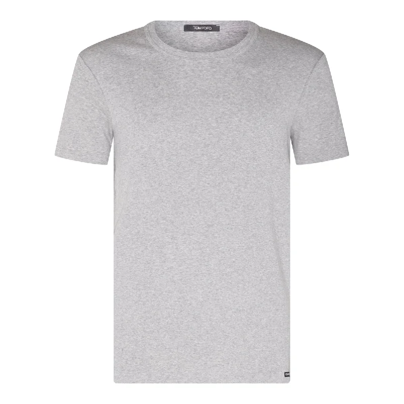 Tom Ford T-shirts And Polos Grey-- Notch Collar Peter Pan Collar Cowl Neck
