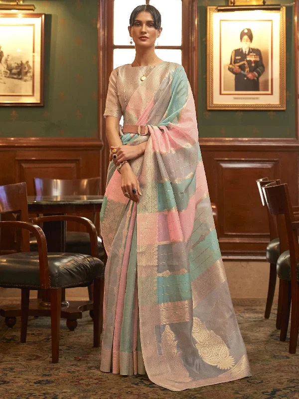 Saree Mall Women's Organza Multicolored Woven Design Celebrity Saree With Blouse Piece-KENZ230003 Boho Printed Blouse Saree Mall Women's Organza Multicolored Woven Design Celebrity Saree With Blouse Piece-KENZ230003 Boho Printed Blouse