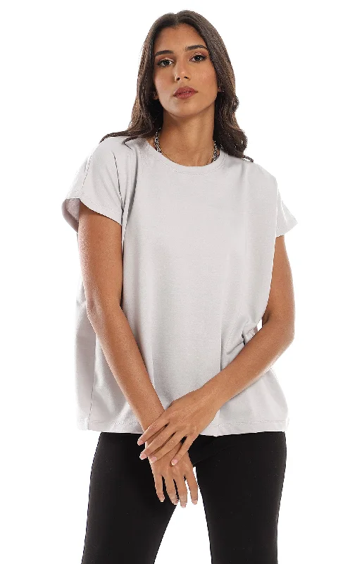 98861 Regular Fit Slip On Cap Sleeves T-Shirt - Light Grey-- Knit Fabric Woven Fabric Fleece Fabric 98861 Regular Fit Slip On Cap Sleeves T-Shirt - Light Grey-- Knit Fabric Woven Fabric Fleece Fabric