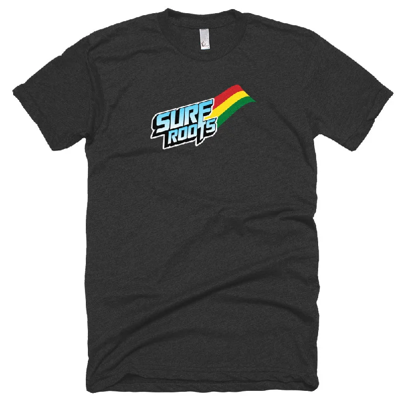 Surf Roots Flag Short sleeve soft t-shirt-- Collared Crew Neck Turtle Neck