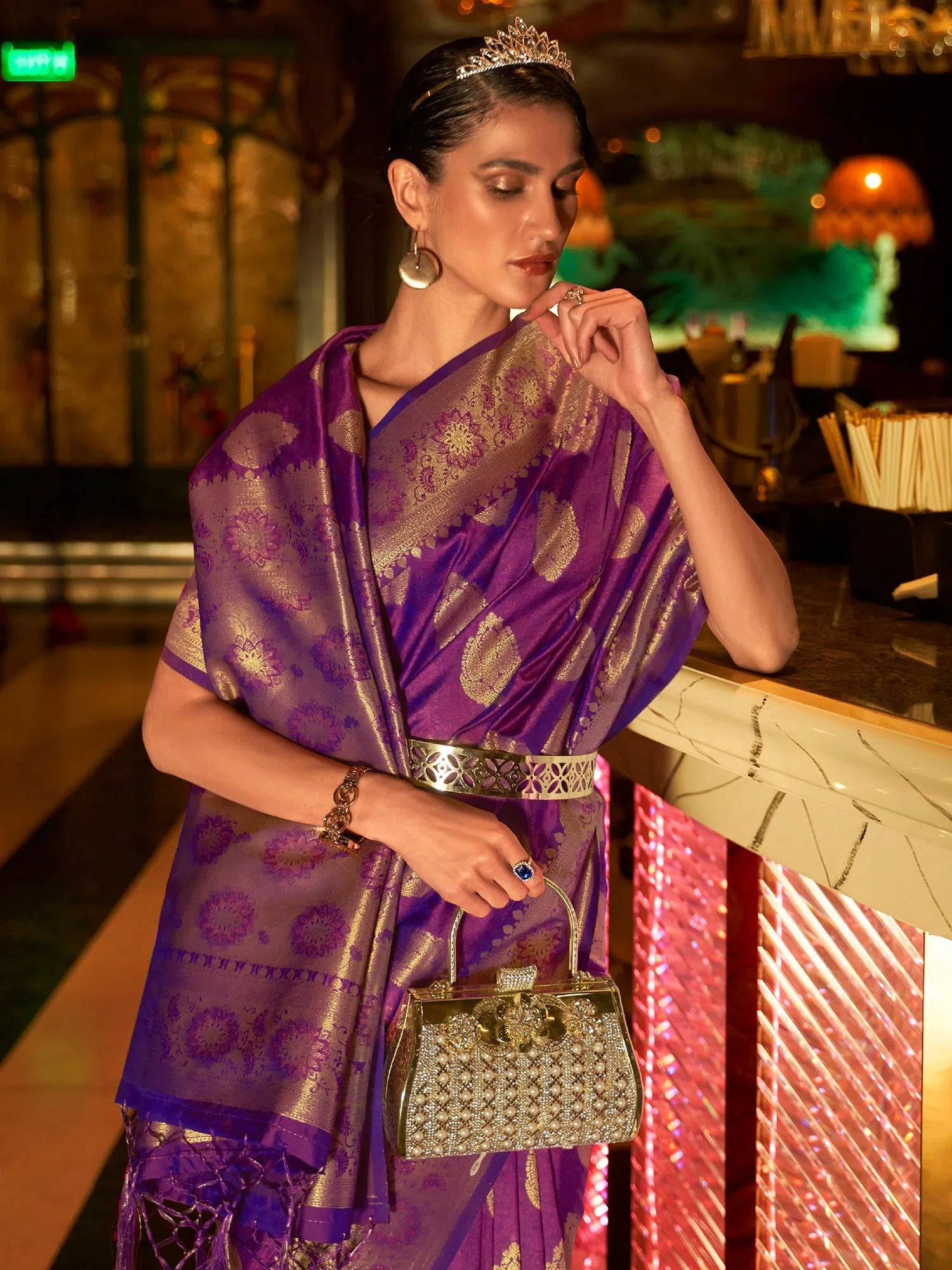Saree Mall Women's Blend Purple Woven Design Handloom Saree With Blouse Piece-KIHRIKA259003 Delicate Pleat Blouse Saree Mall Women's Blend Purple Woven Design Handloom Saree With Blouse Piece-KIHRIKA259003 Delicate Pleat Blouse