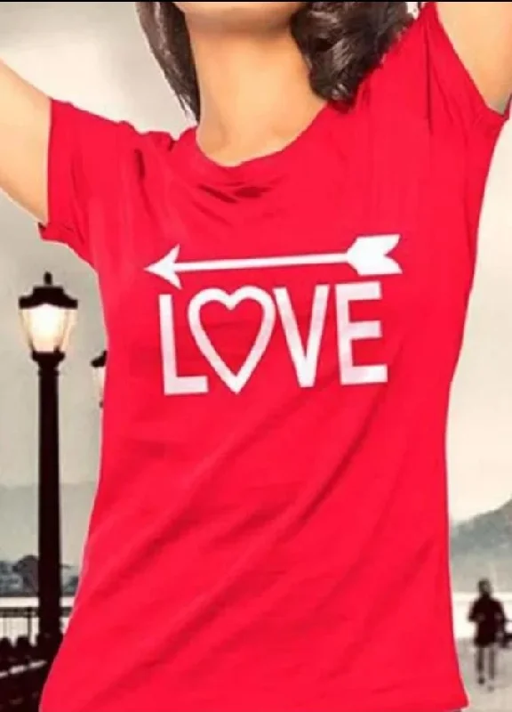 Love One Heart Print Red Lovers T Shirt S S1799417-- Front Pockets Side Pockets Patch Pockets Love One Heart Print Red Lovers T Shirt S S1799417-- Front Pockets Side Pockets Patch Pockets