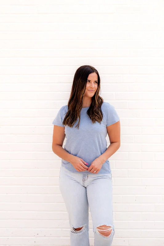 Lauren Acid Wash T-Shirt | Vintage Blue-- Handmade Hand-knitted Hand-woven