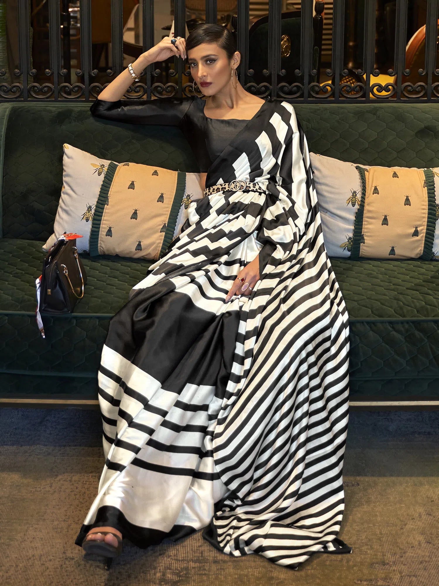 Saree Mall Women's Crepe Off White Printed Celebrity Saree With Blouse Piece-KLZE246018 Semi-Sheer Blouse Saree Mall Women's Crepe Off White Printed Celebrity Saree With Blouse Piece-KLZE246018 Semi-Sheer Blouse