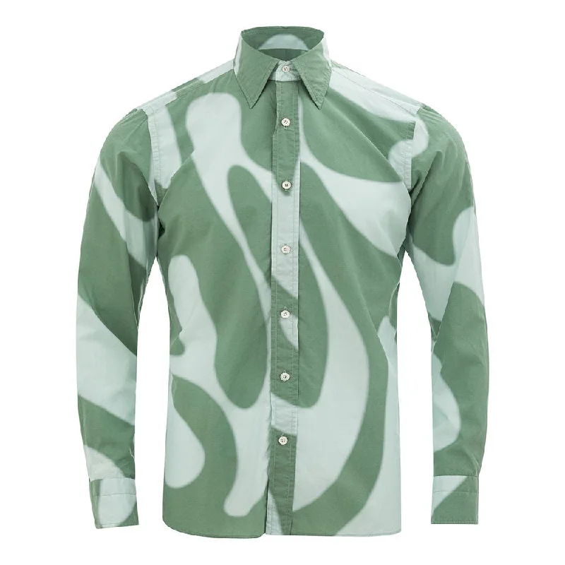 Elegant Green Cotton Shirt For Men-- Faux Fur Fabric Real Fur Fabric Shearling Fabric Elegant Green Cotton Shirt For Men-- Faux Fur Fabric Real Fur Fabric Shearling Fabric