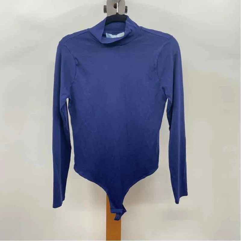 Hill House Women's Size L Blue Solid T-Shirt-- Rayon Velvet Corduroy