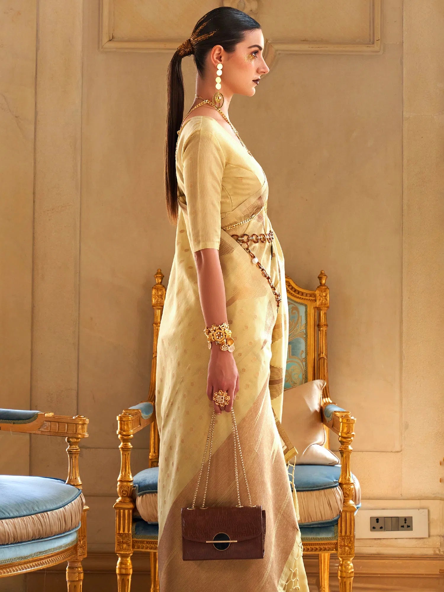 Saree Mall Women's Tissue Yellow Woven Design Designer Saree With Blouse Piece-KYARI8007 Romantic Lace Blouse Saree Mall Women's Tissue Yellow Woven Design Designer Saree With Blouse Piece-KYARI8007 Romantic Lace Blouse