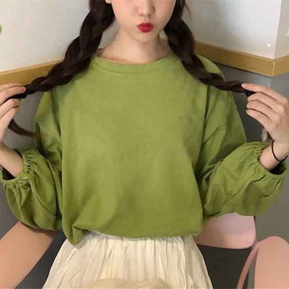Women's Long Sleeve Solid Color T-Shirts L 314791-- Iron Safe Non-Iron Wrinkle Free