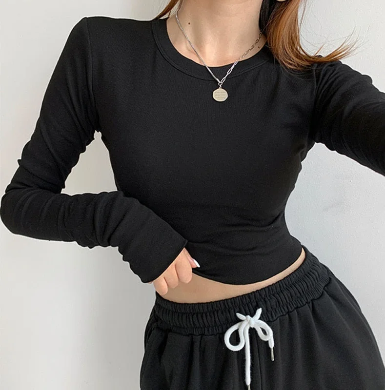 Women's Long Sleeve Solid Color T-Shirts - Size L - 323849-- Zippered Front Buttoned Front Snap Front