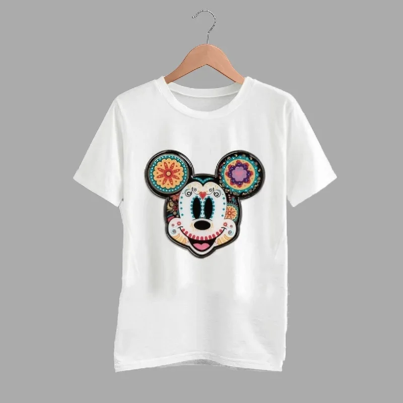 Women's Mickey Mouse T-Shirt X4497154-- Solid Color Striped Floral