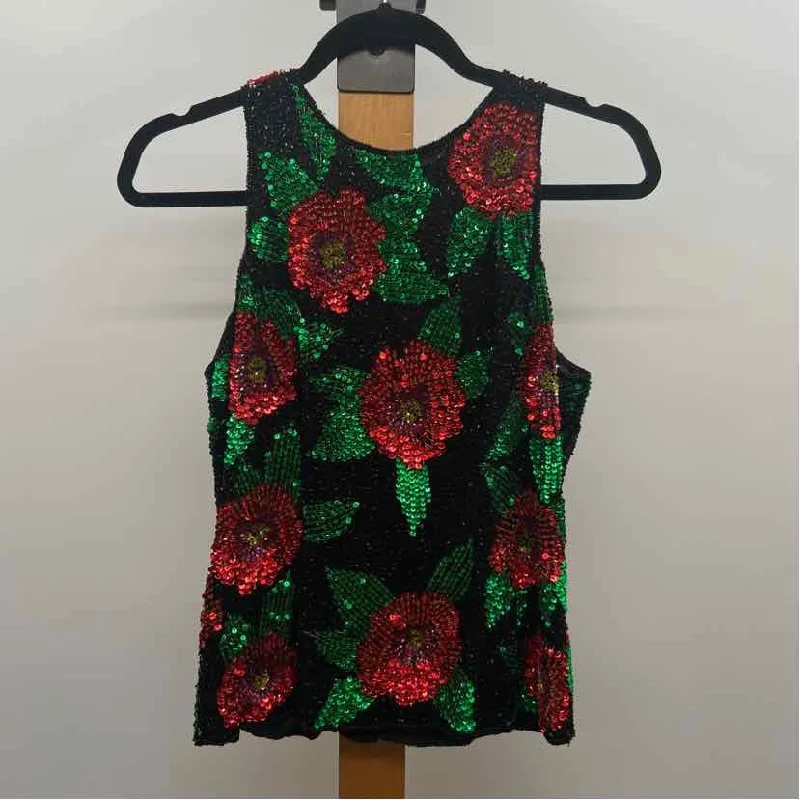 Lawrence Kazar Women's Size M Black Sequins Sleeveless Shirt-- Fleece Nylon Spandex