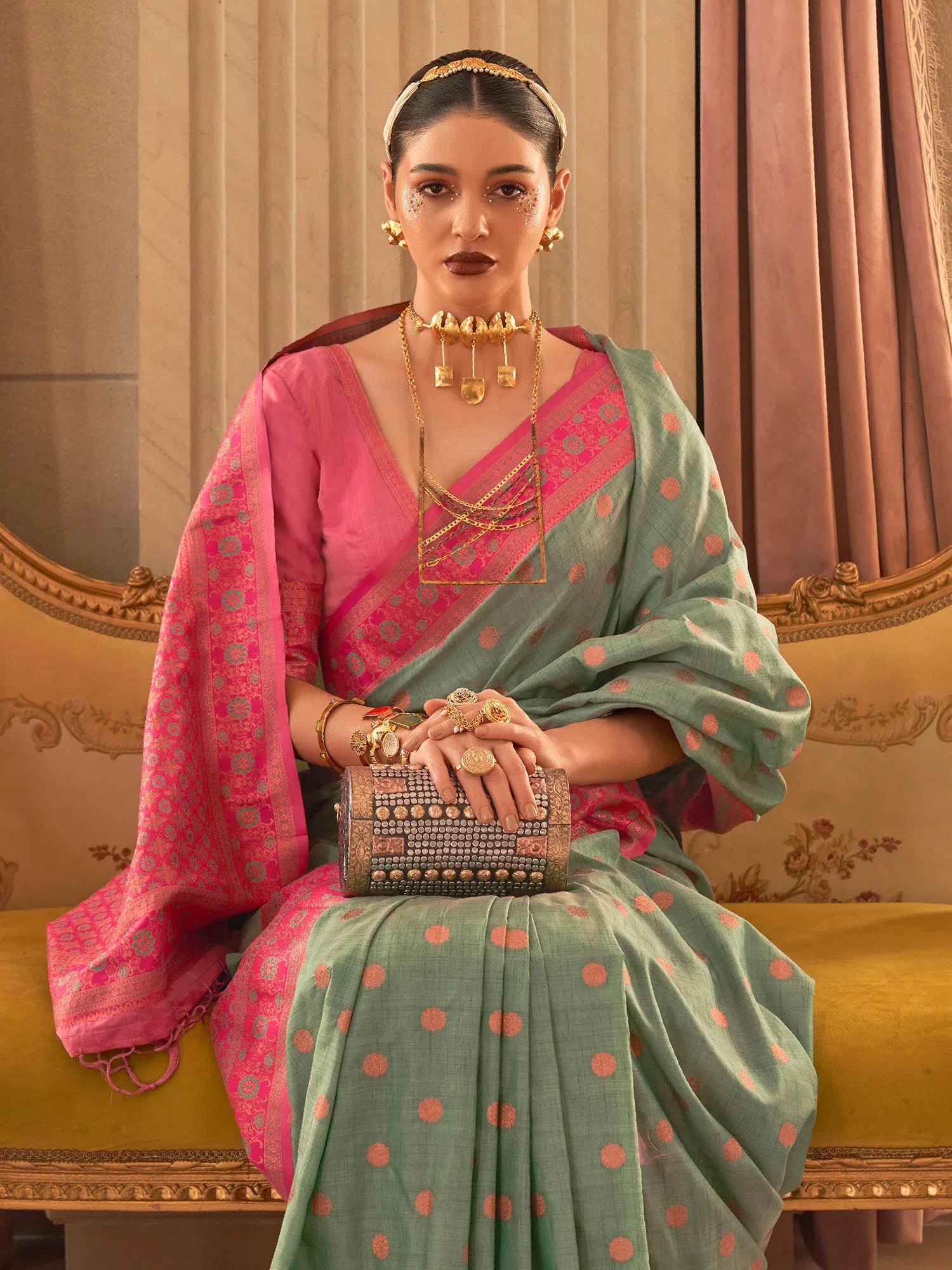 Saree Mall Women's  Blend Sea Green Woven Design Designer Saree With Blouse Piece-KMSRA11003 Everyday Stylish Blouse