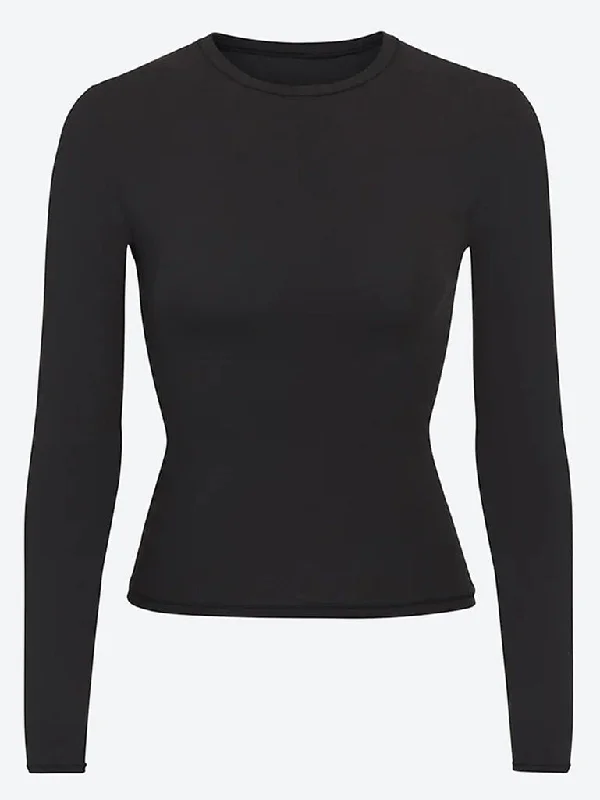 Fits Everybody Long sleeve T-shirt-- Houndstooth Herringbone Solid