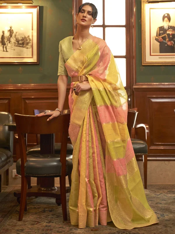 Saree Mall Women's Organza Multicolored Woven Design Celebrity Saree With Blouse Piece-KENZ230001 Embroidered Floral Blouse Saree Mall Women's Organza Multicolored Woven Design Celebrity Saree With Blouse Piece-KENZ230001 Embroidered Floral Blouse