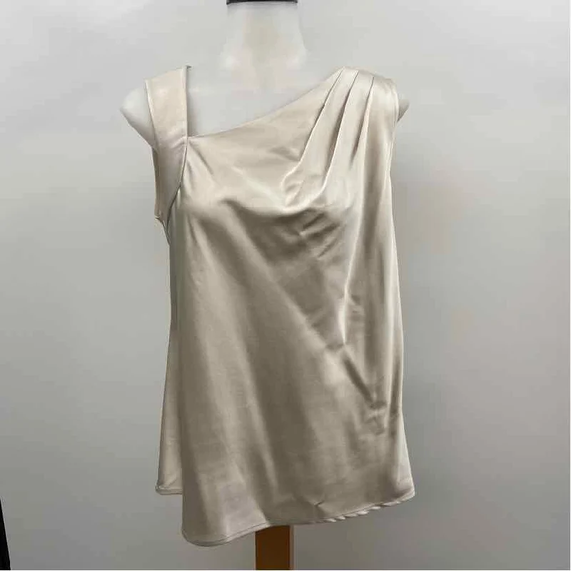 Per Se Women's Size M Gray Solid Sleeveless Shirt-- Ribbed Striped Patterned