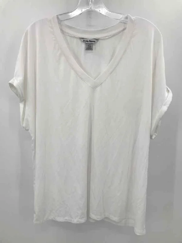 Pre-Owned Tommy Bahama White Size Large T-shirt-- Polka Dot Checkered Tartan