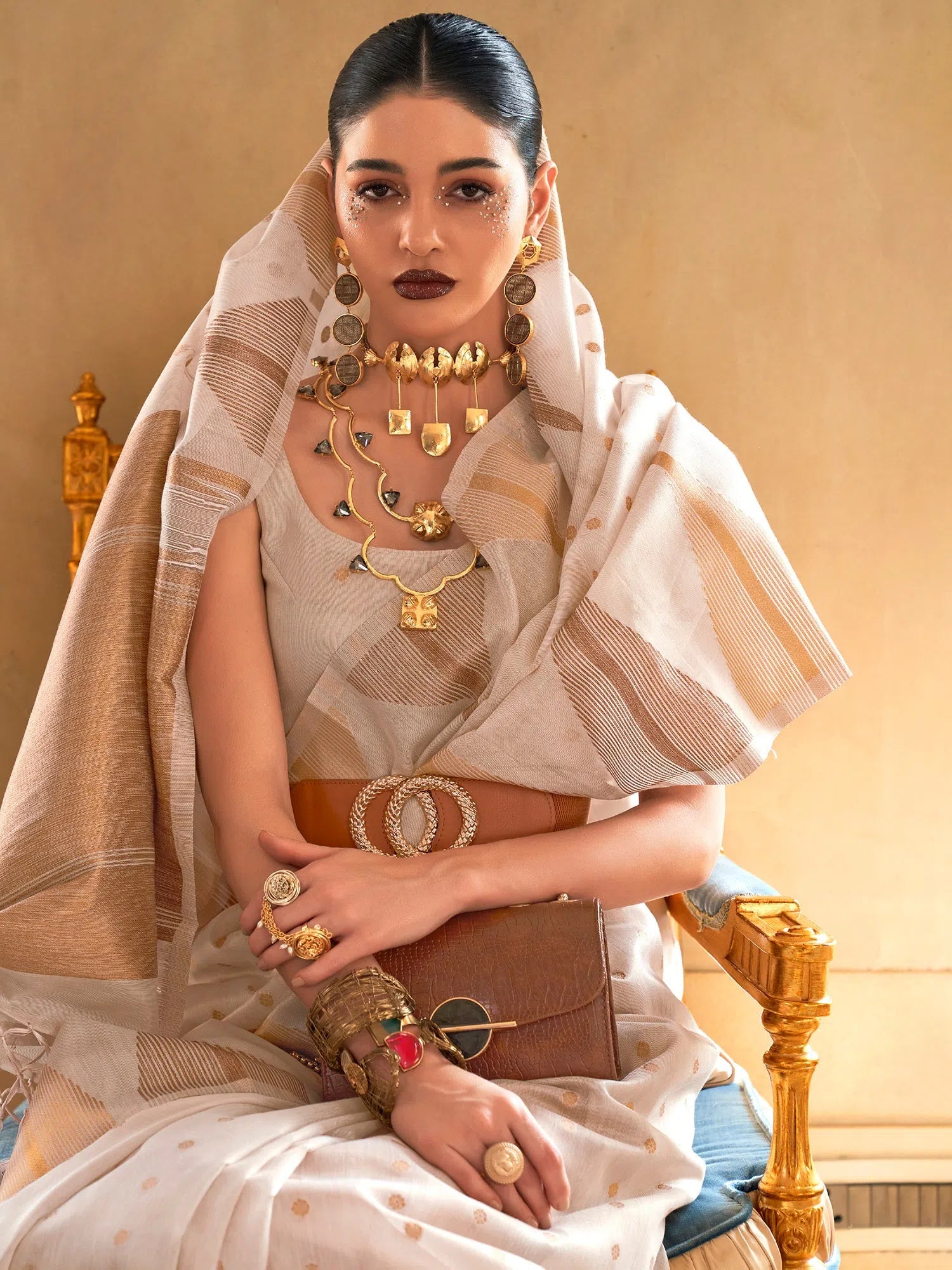 Saree Mall Women's Tissue Cream Woven Design Designer Saree With Blouse Piece-KYARI8004 Balloon Sleeve Blouse Saree Mall Women's Tissue Cream Woven Design Designer Saree With Blouse Piece-KYARI8004 Balloon Sleeve Blouse