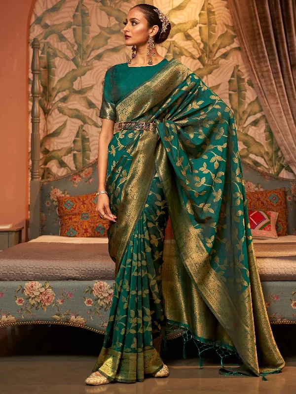 Saree Mall Women's Blend Teal Green Woven Design Designer Saree With Blouse Piece-KAFILA249002 Polished Work Blouse Saree Mall Women's Blend Teal Green Woven Design Designer Saree With Blouse Piece-KAFILA249002 Polished Work Blouse