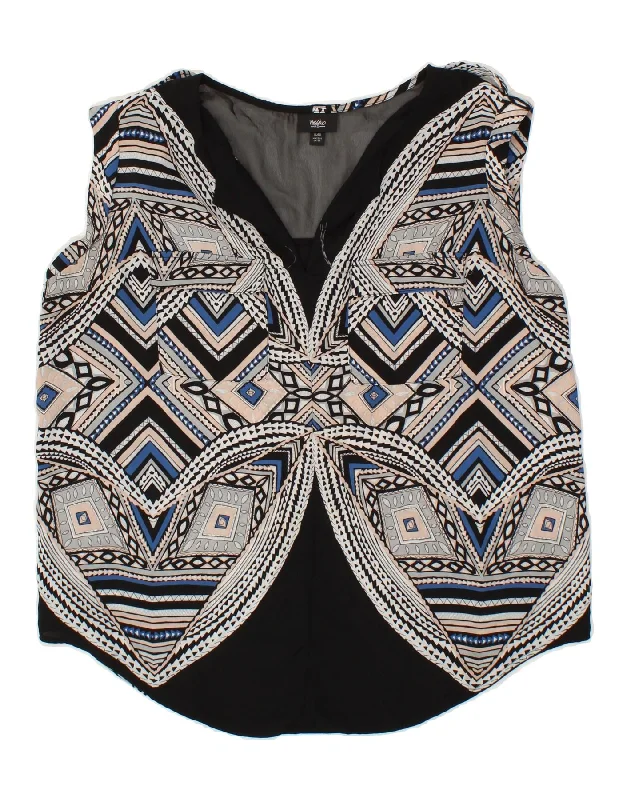 MOSSIMO Womens Sleeveless Blouse Top UK 18 XL Black Argyle/Diamond Sleeveless Chiffon Blouse