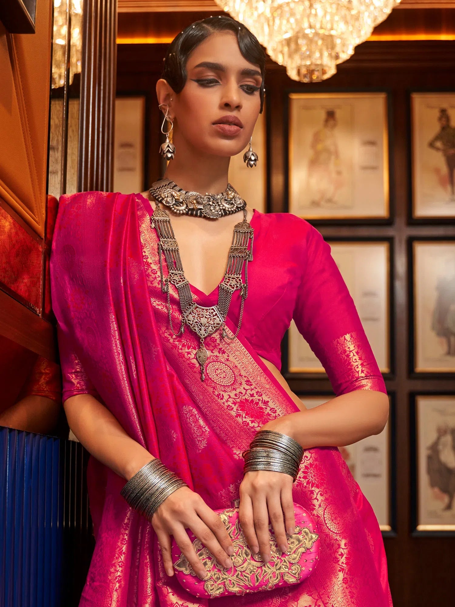 Saree Mall Women's Blend Pink Woven Design Handloom Saree With Blouse Piece-KOSMIC270004 Business Casual Blouse Saree Mall Women's Blend Pink Woven Design Handloom Saree With Blouse Piece-KOSMIC270004 Business Casual Blouse