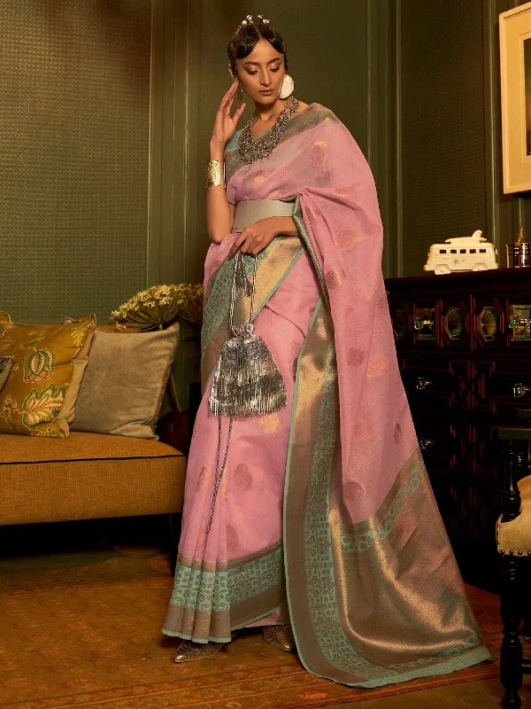 Saree Mall Women's Pure Linen Pink Woven Design Designer Saree With Blouse Piece-KEITH253004 Modern Work Blouse Saree Mall Women's Pure Linen Pink Woven Design Designer Saree With Blouse Piece-KEITH253004 Modern Work Blouse