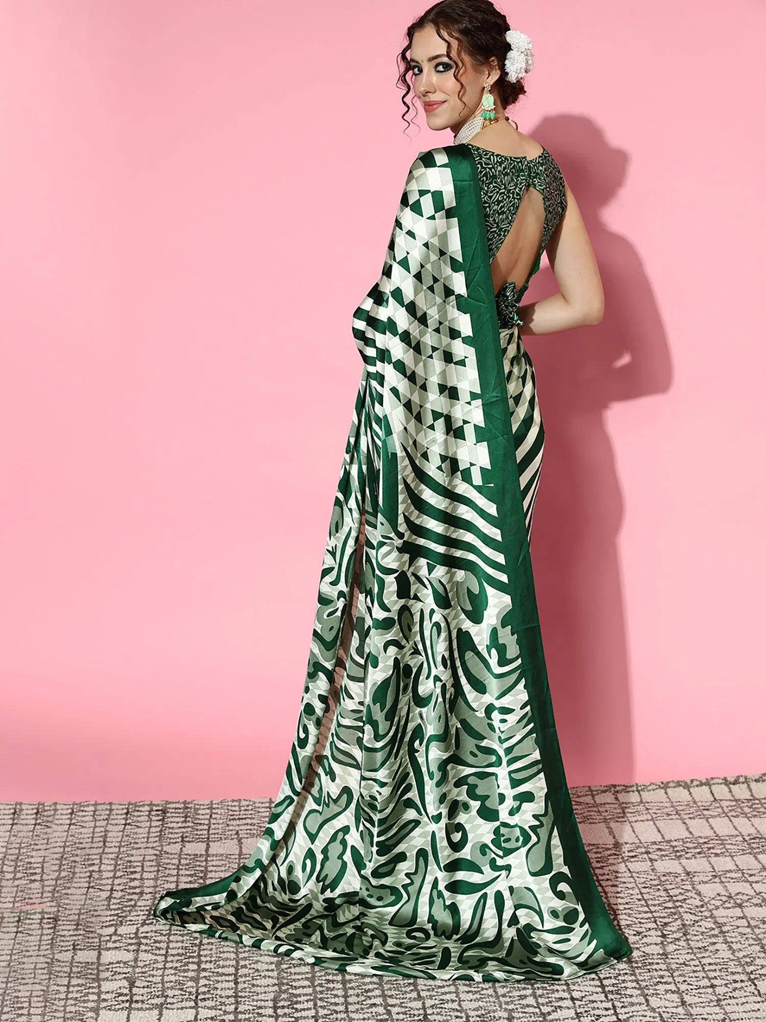 Saree Mall Women's Crepe Off White Printed Celebrity Saree With Blouse Piece-KLZE246010 Classic Striped Blouse Saree Mall Women's Crepe Off White Printed Celebrity Saree With Blouse Piece-KLZE246010 Classic Striped Blouse