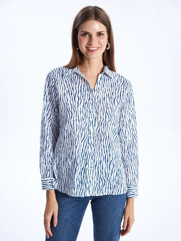 Classic Patterned Long Sleeve Women's Shirt 5XL S4564295-- Iron Safe Non-Iron Wrinkle Free Classic Patterned Long Sleeve Women's Shirt 5XL S4564295-- Iron Safe Non-Iron Wrinkle Free