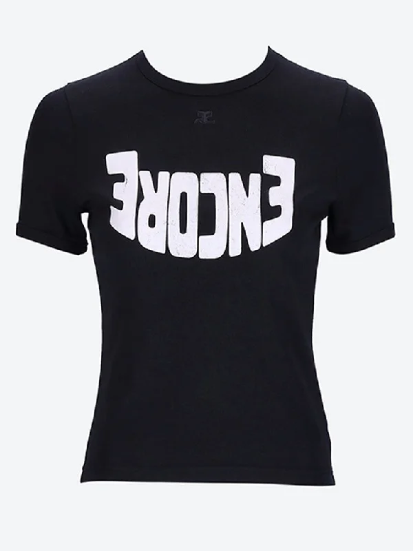 Encore contrast t-shirt-- Zippered Front Buttoned Front Snap Front