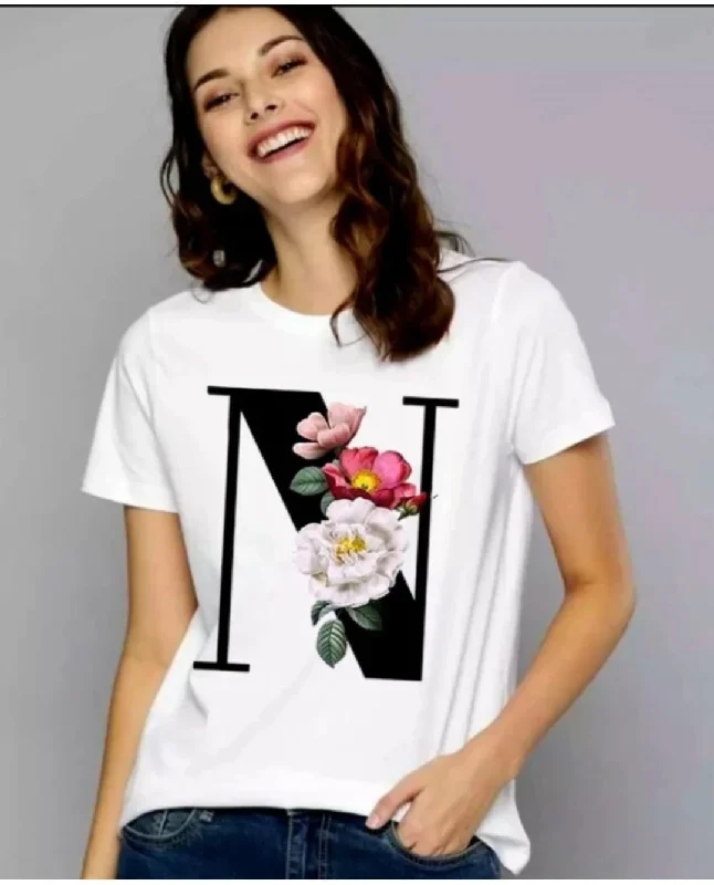 Floral Letter T-Shirt XL S4618942-- Mesh Fabric Canvas Fabric Denim Fabric