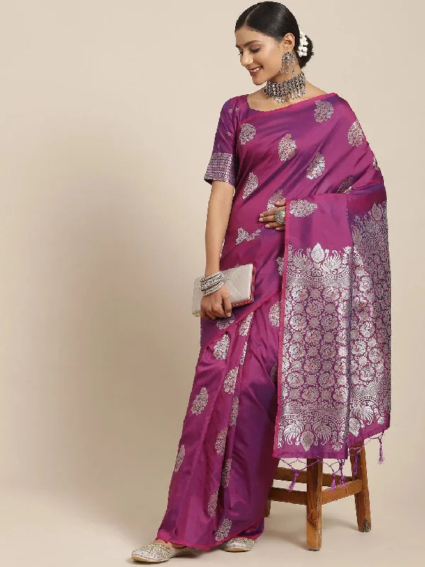 Saree Mall Women's Blend Magenta Woven Design Celebrity Saree With Blouse Piece-YMN52003 Feminine Puff Blouse Saree Mall Women's Blend Magenta Woven Design Celebrity Saree With Blouse Piece-YMN52003 Feminine Puff Blouse