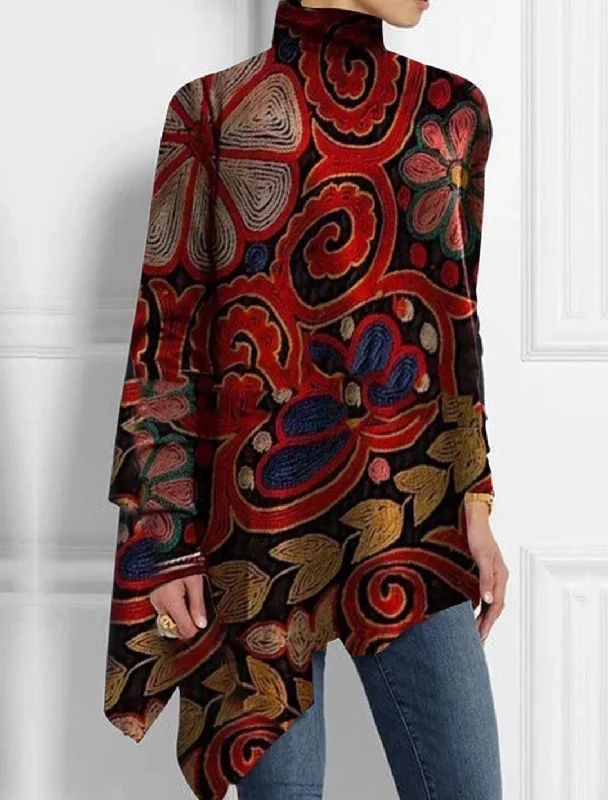 Women's Asymmetrical Asymmetrical Plus Size Blouse Long Sleeve T-shirt L 134044-- Real Fur Shearling Chenille Women's Asymmetrical Asymmetrical Plus Size Blouse Long Sleeve T-shirt L 134044-- Real Fur Shearling Chenille