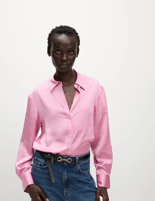Satin Shirt-- Hooded Caped Shawl Collar