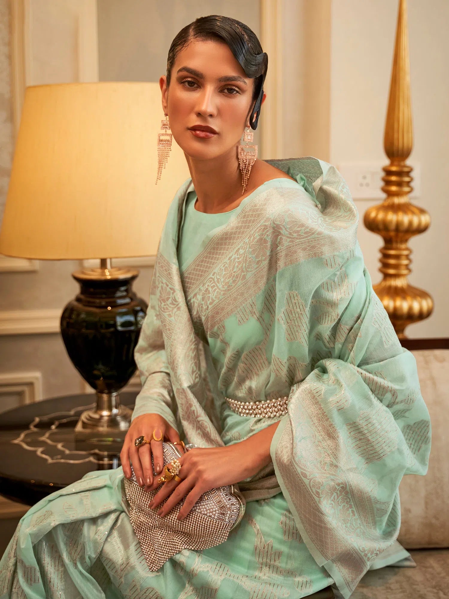 Saree Mall Women's Modal Sea Green Embroidered Handloom Saree With Blouse Piece-KYMA254006 Sleeveless Chiffon Blouse Saree Mall Women's Modal Sea Green Embroidered Handloom Saree With Blouse Piece-KYMA254006 Sleeveless Chiffon Blouse