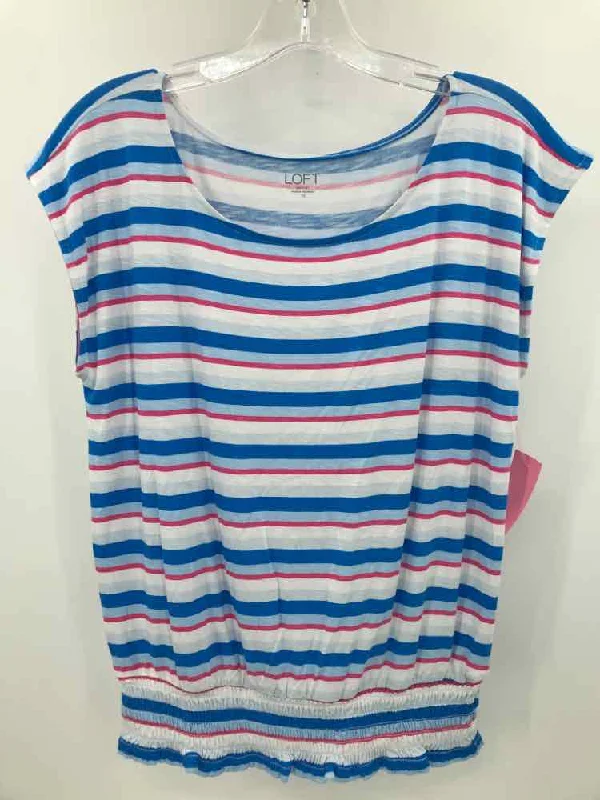 Pre-Owned Loft Blue Size XS Stripe T-shirt-- Ribbed Striped Patterned