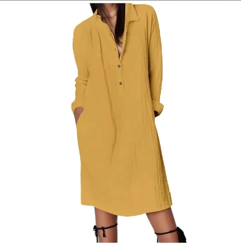 Women's Solid Lapel T-Shirt Dress XL S2583179-- Thin T-Shirt Open Front Quick Dry