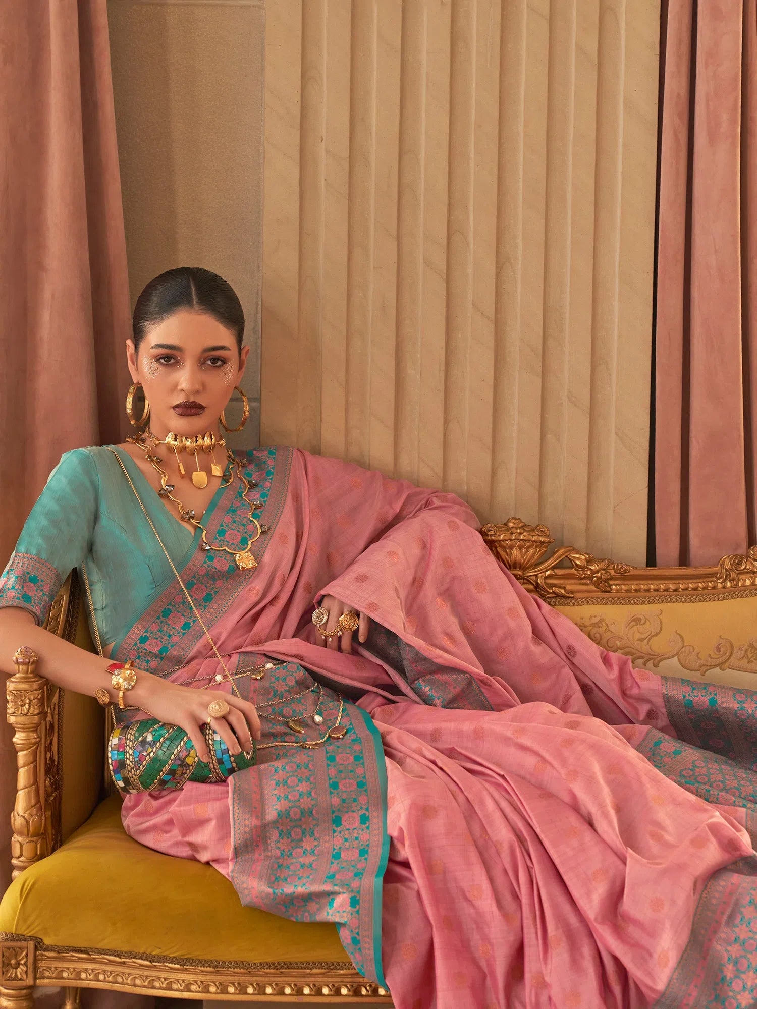 Saree Mall Women's  Blend Mauve Woven Design Designer Saree With Blouse Piece-KMSRA11005 Vintage Lace Blouse