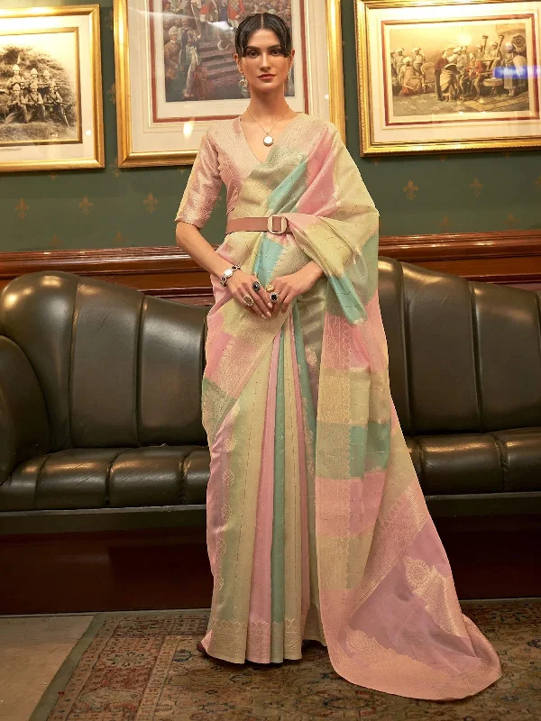 Saree Mall Women's Organza Multicolored Woven Design Celebrity Saree With Blouse Piece-KENZ230002 Elegant Embroidery Blouse Saree Mall Women's Organza Multicolored Woven Design Celebrity Saree With Blouse Piece-KENZ230002 Elegant Embroidery Blouse